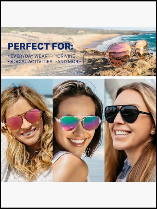 Polarized Aviator Sunglasses with Wrap-Around Frame, UV Protection main image 4